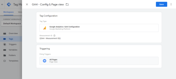Google Tag Manager Screenshot - Google Analytics 4 Tag Configuration