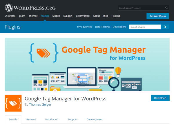 Screenshot of Google Tag Manager for WordPress Plugin